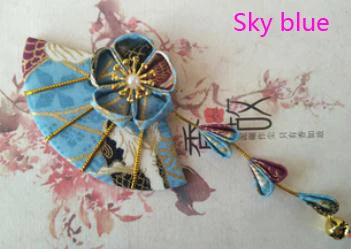 Sky Blue (1 pc) DIY ручной работы японское кимоно аксессуары для волос Сакура лоза колокол цветок веер парики женские юката аксессуары для волос - Цвет: Sky Blue (1 pc)