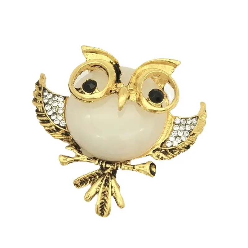Винтажные Стразы акриловый камень птицы Совы антикварные брошки Owl булавка для
