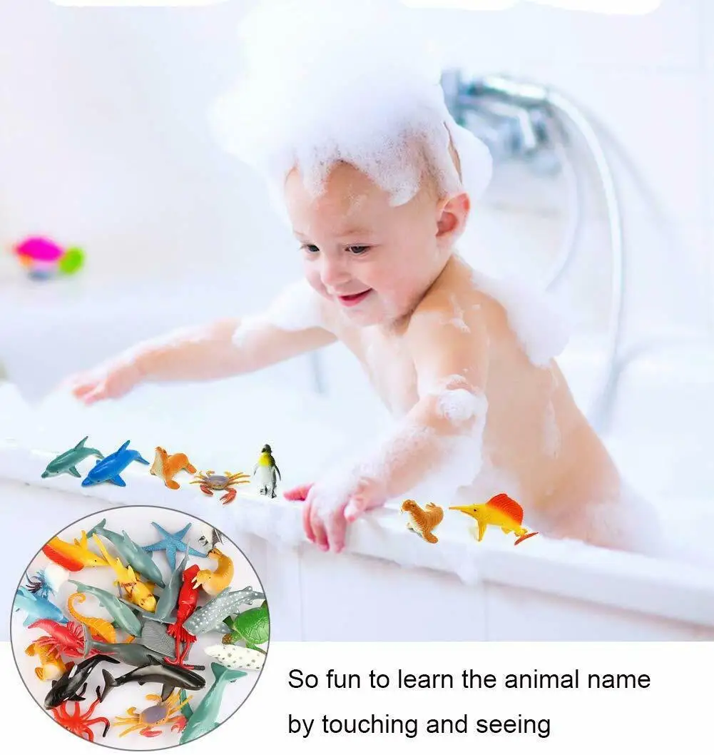 24pcs/lot Simulation Marine Animal Model Decoration Ocean Sea Life PVC Figures for Children's Gift