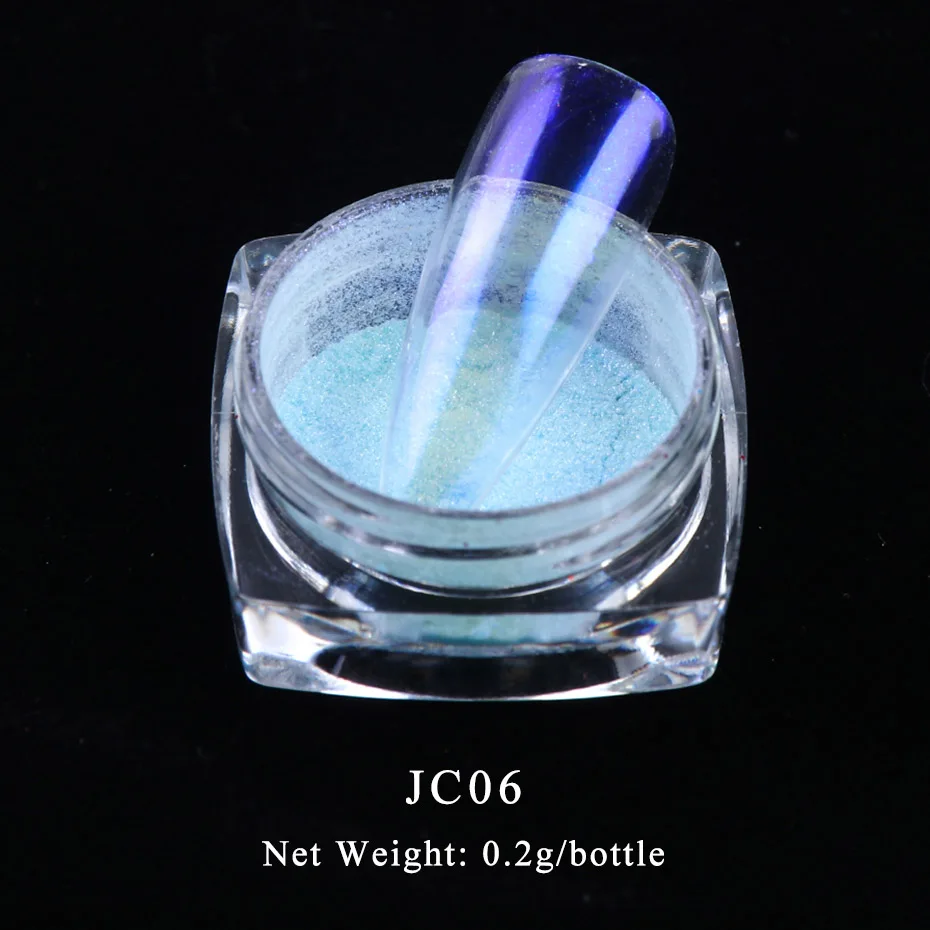 JC06 0,2 г/кор. голографическая Аврора для ногтей блестящая зеркальная пудра Хамелеон прозрачный порошок для ногтей DIY лак для ногтей LYJC01-12 - Цвет: JC06