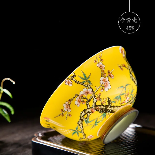 Enamel Single Bowl Chinese Style Retro Flower Bird Pattern Bowl Jingdezhen Fine Bone China Ceramic Tableware 1