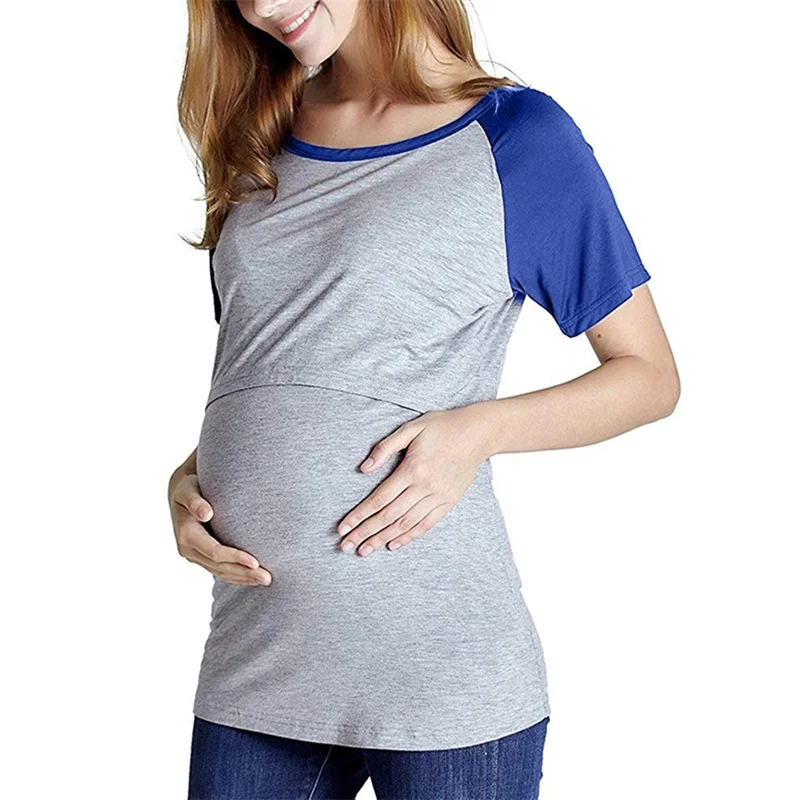 Impact shoulder sleeve pregnant women wear solid color breastfeeding T-shirt  nursing dresses breastfeeding  jacket for feeding