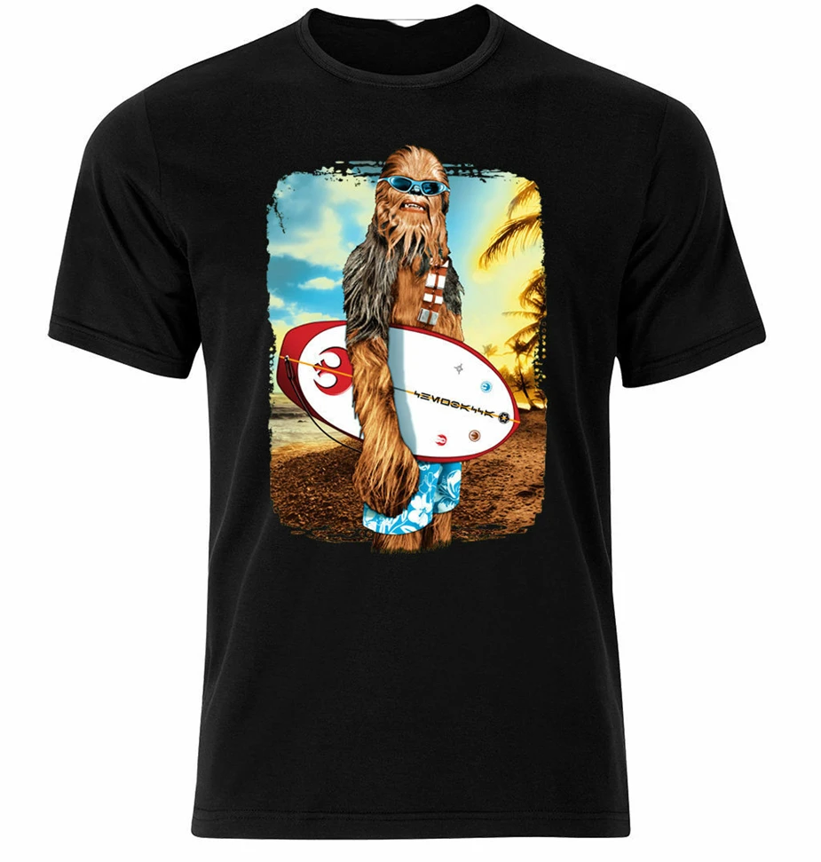 Wookie Chewbacca Chewi Surfing T-Shirt Fan Gift Size S-Xxl Cotton Customize Tee Shirt |