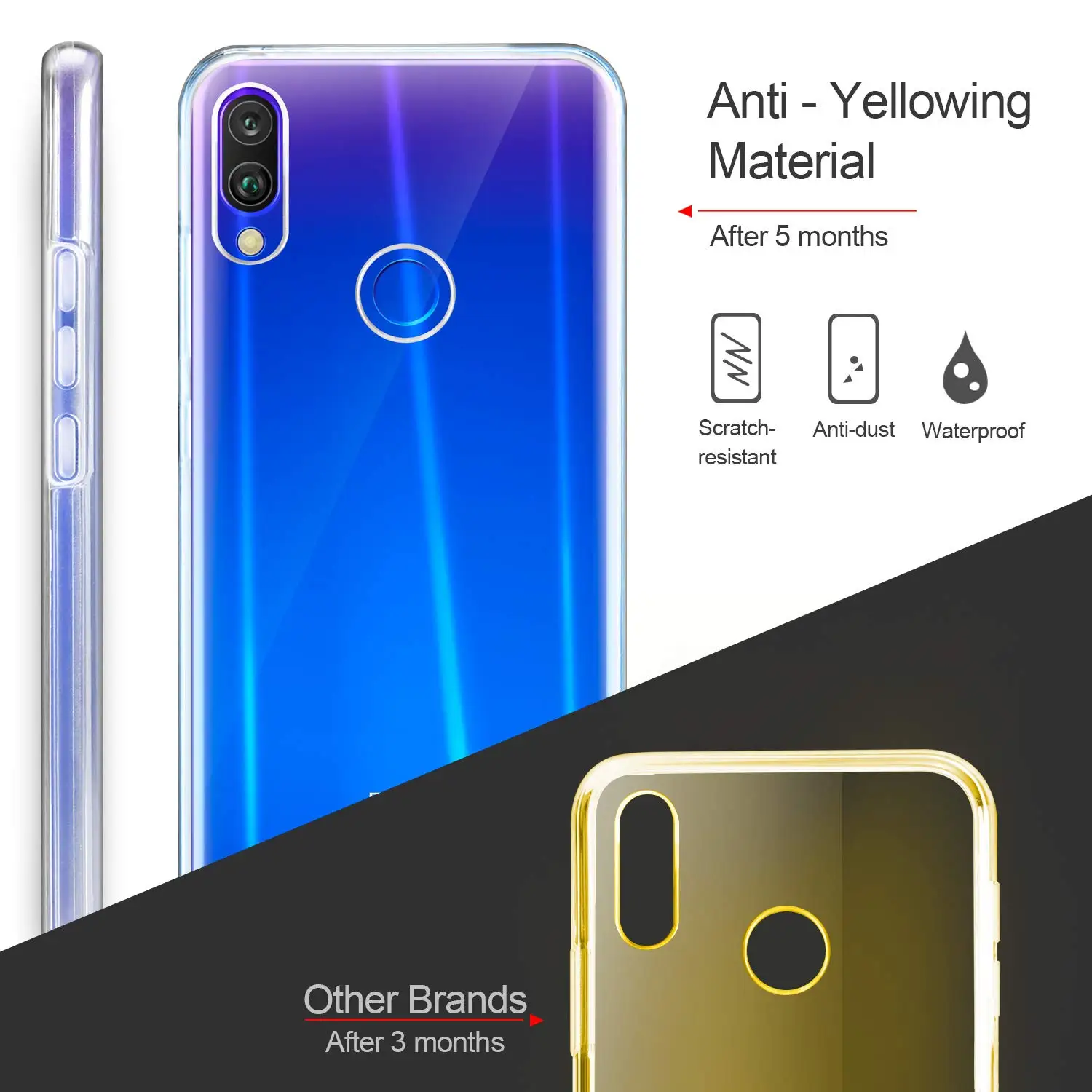 Для XiaoMi RedMi 7 RedMi7 Red Mi 7 чехол 360 градусов силиконовая Прозрачная крышка 2 в 1 Жесткий ПК задняя+ мягкая ТПУ передняя крышка