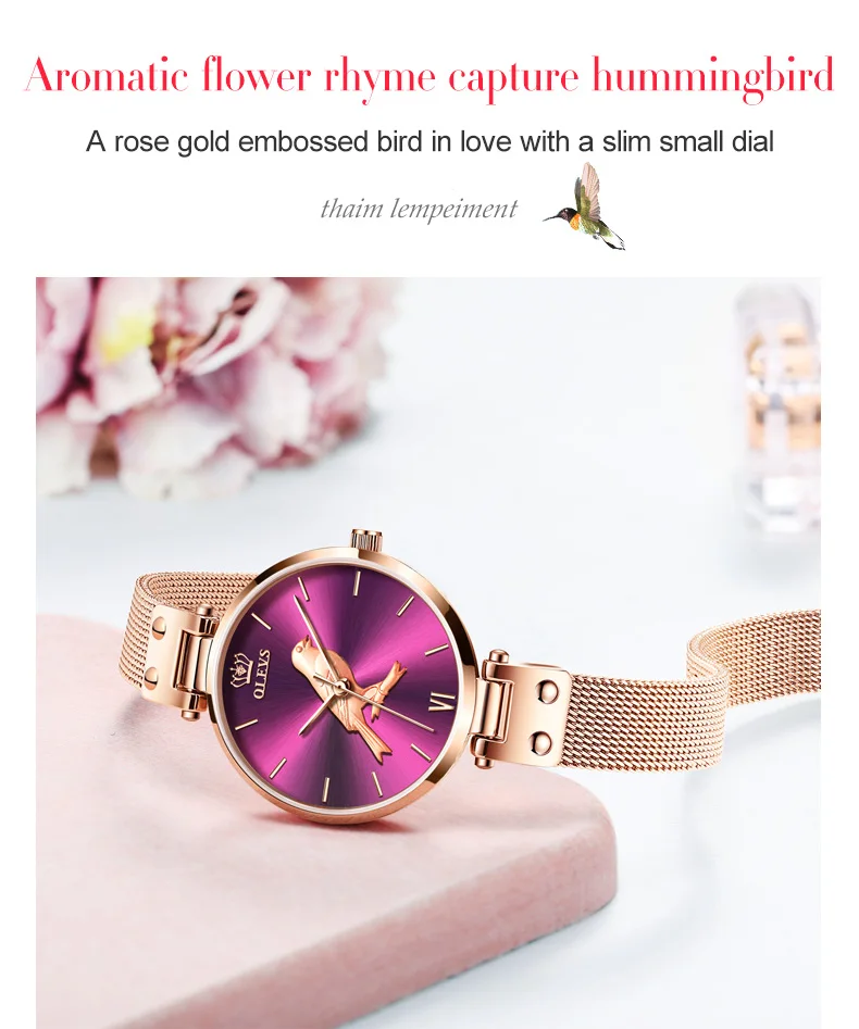Women Watches Luxury Top Brand Quartz 3D Bird Rose Gold Mesh Belt Waterproof High Quality Fashion Ladies Wrist Watch Clock
