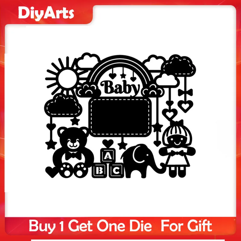 die1 and gift DiyArts Детские штампы с изображением медведя и слона, металлические Вырубные штампы для скрапбукинга, новинка, трафарет для тиснения, сделай сам, вырубные украшения для открыток - Цвет: die1 and gift