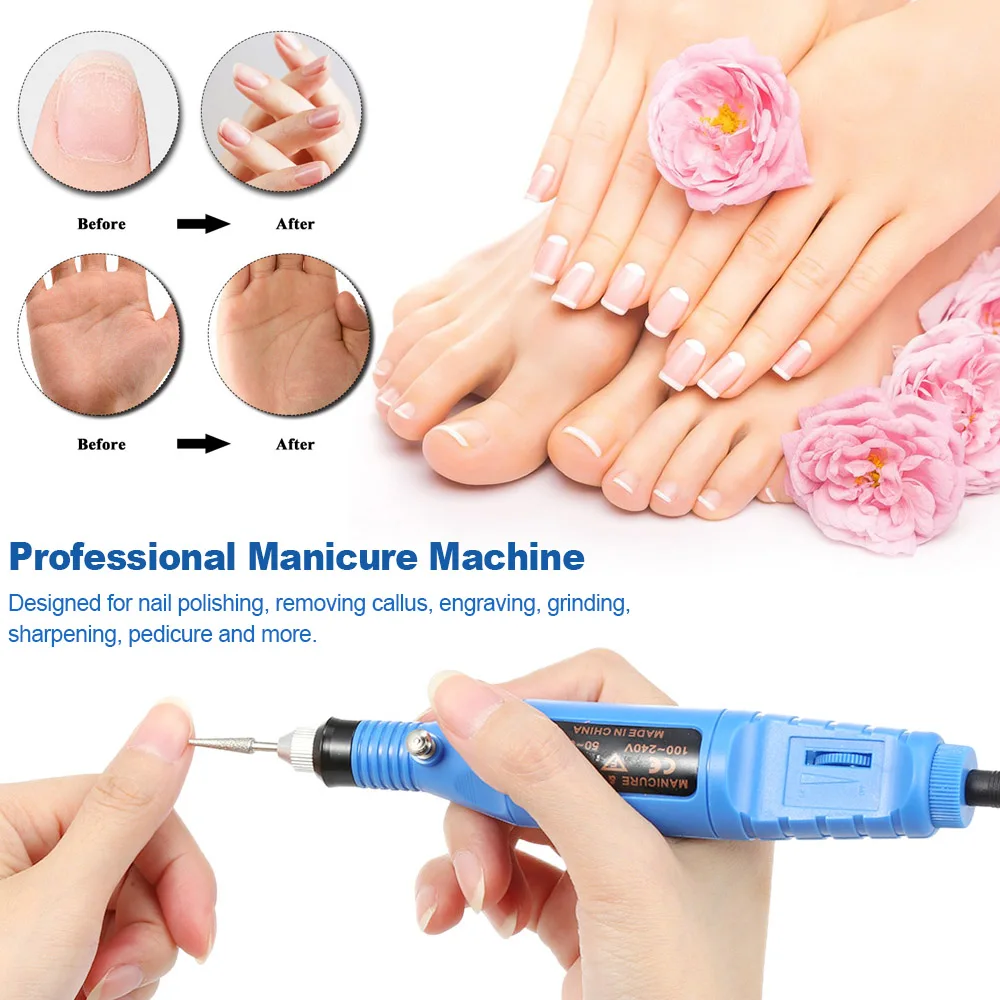 

Electric Nail Drill Polish Kit Professional Manicure Machine Nail Drill Pen Pedicure Tool 6 Drill Bits