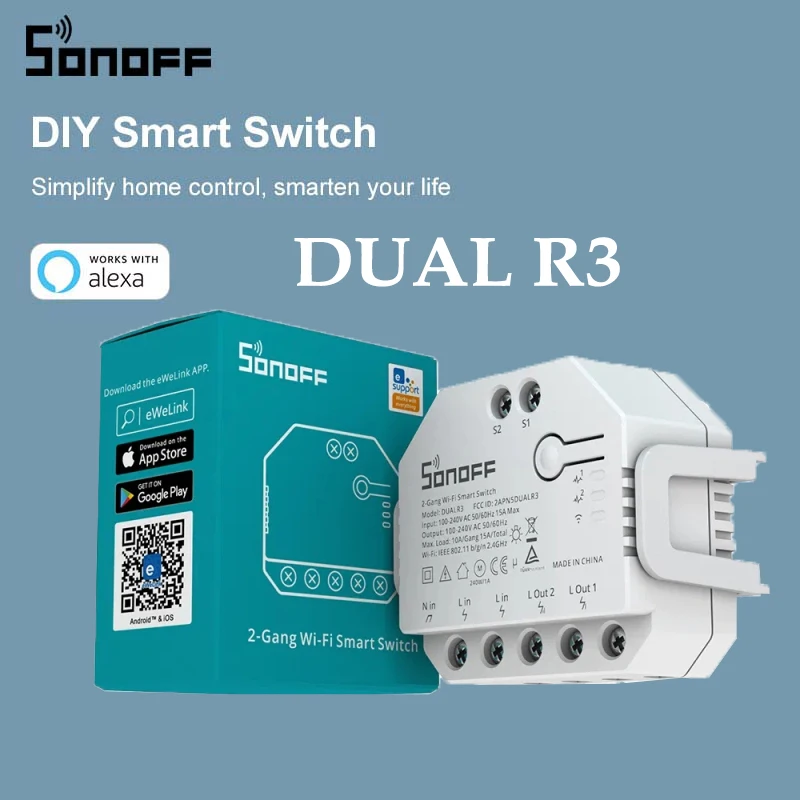 New Sonoff Dual R3 Relay Dualr3 Mini Switch Wifi Two Way Power Metering