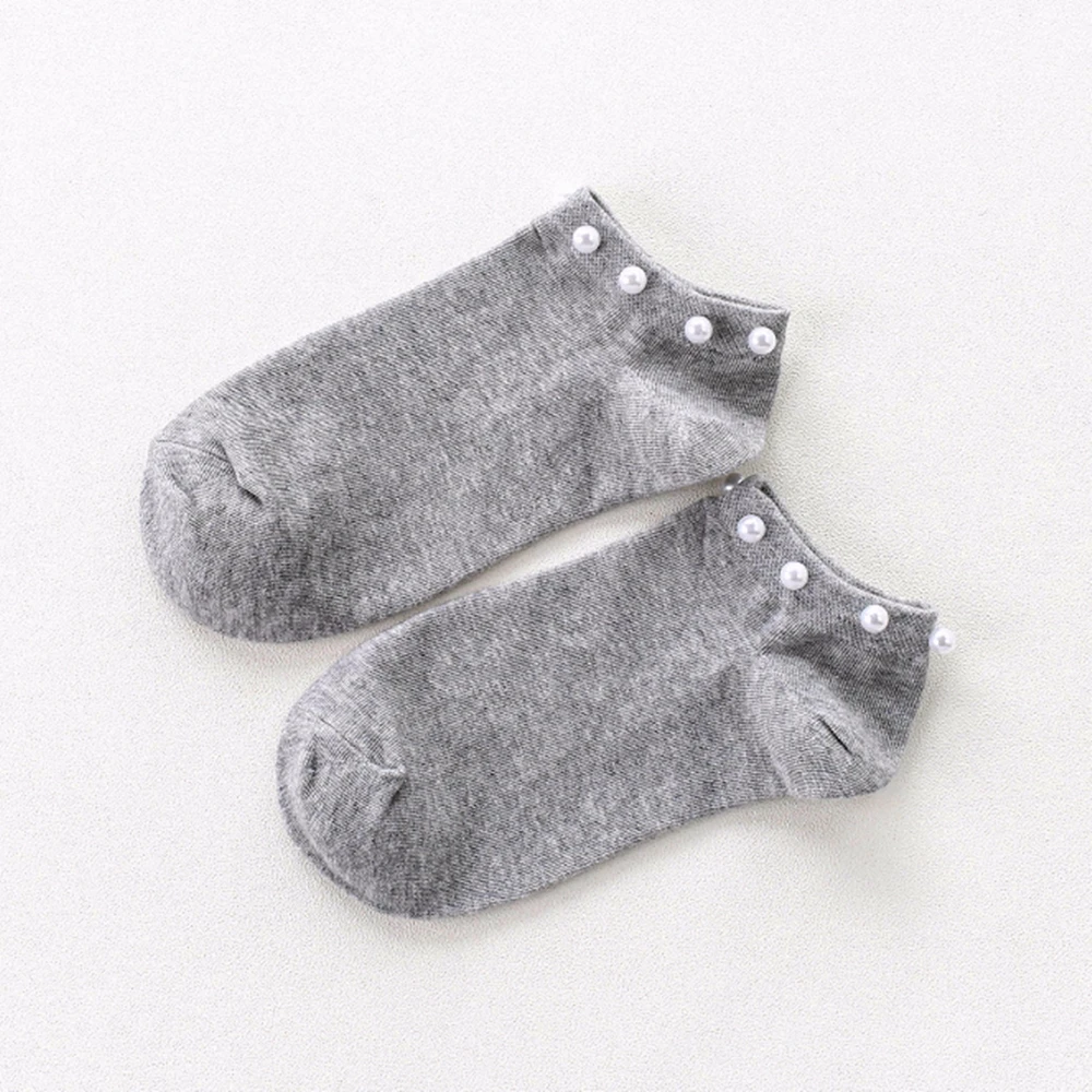 grey 1 пара, лето, модные женские носки, женские серебряные шелковые носки с жемчугом, женские короткие носки с кристаллами, тонкие носки с кристаллами, теплые носки - Цвет: grey