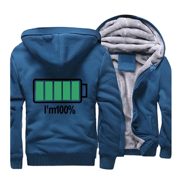 

Unique Battery Funny Hoodies Streetwear Hoodies I Am 100% Cool Print Sweatshirt Men Fleece Thick Hooded Sportswear Coat Jackets