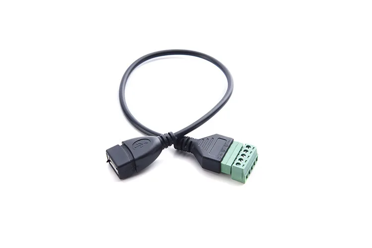 USB 2,0 Тип A Женский до 5Pin винт с 30 см щит терминал разъем Соединительный Кабель-адаптер провод USB2.0 к винтовой клемме