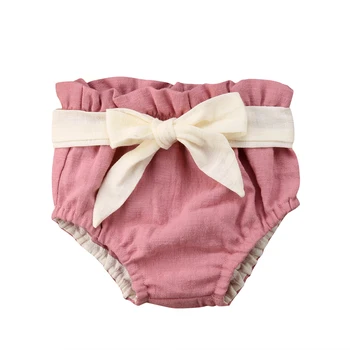 

3M-2Y Toddler Infant Kid Baby Girl Bowknot Ruffle Bloomers PP Shorts Macrame Bottoms Solid Baby Pants Summer Clothes Outfits