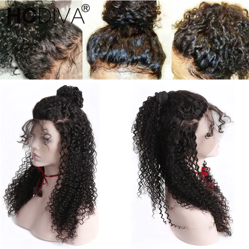 360 фронтальный парик шнурка предварительно сорвал с волосами младенца 180% кудрявый синтетический парик человеческих волос для женщин Малазийские Волосы Remy парик