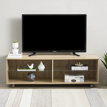 

Panana Modern Living room TV Stand Unit TV Cabinet Glass Shelf Black / White / Natural