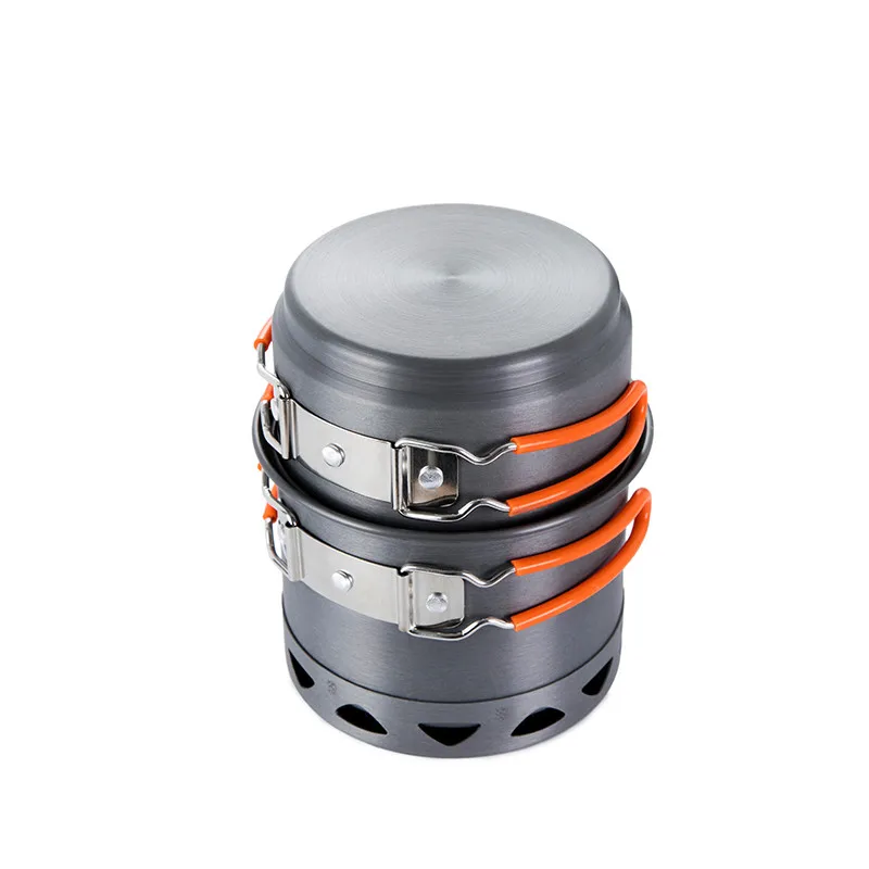 

Outdoor Camping Hiking Foldable Heat Exchanger Cookware Set Aluminum Alloy for Light Weight Single Travel Cooking Pots 2Persons