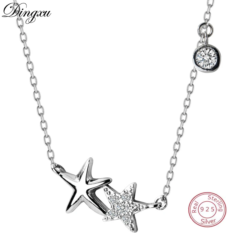 Женская короткая цепочка DINGXU из серебра 100% пробы с инкрустированной
