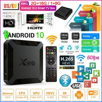

Android 10.0 Tv Box X96Q 4K Hdmi 2.0A 2.4G Wifi Allwinner H313 Quad Core 1+8G EU Media Player Smart Set Top Box Remote Control