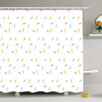 

Shower Curtain Set with Hooks 60x72 Confetti Donut Food Icing Sweet Color Abstract Pattern Tasty Candy Baking Sprinkle Textures