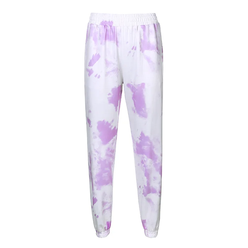 Tie Dye Set Two Piece Outfit Summer Streetwear Sleeveless Crop Top Colorful Pleated Sweatpants Tracksuit Women Lounge Wear