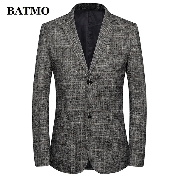 BATMO Новое поступление осенний высококачественный клетчатый повседневный мужской блейзер, мужские повседневные клетчатые куртки 805-806 - Цвет: COFFEE