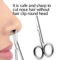 100% New 1pc 3.5" Stainless Steel Mini Portable Curved Mustache Nose Ear Hair Remover Scissor Trimmer Safety Tips 2