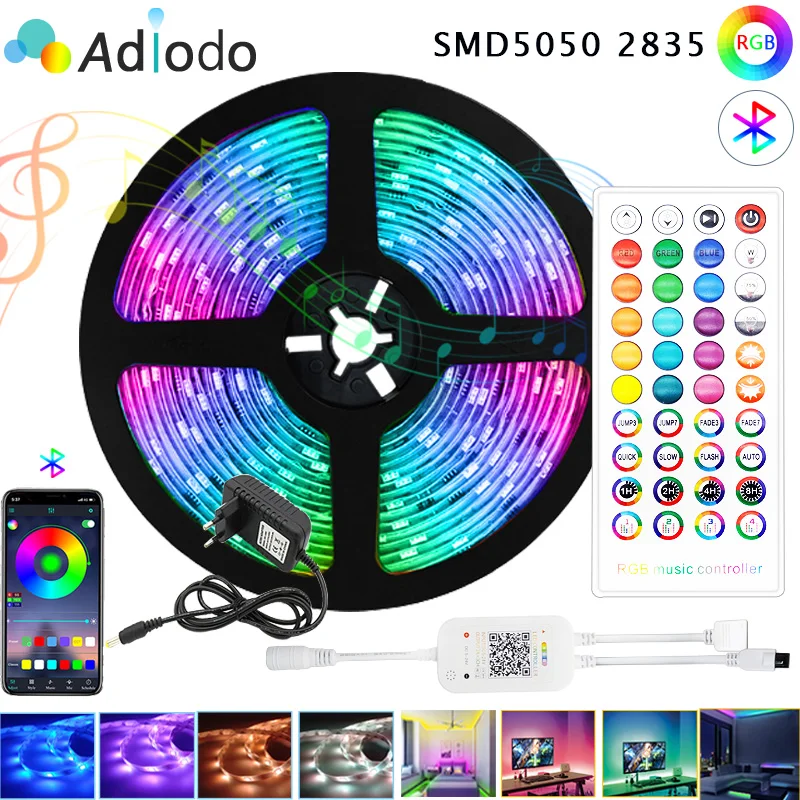 5M10M15M Светодиодные ленты светильник RGB 5050 2835 Водонепроницаемый DC12V гибкая лента
