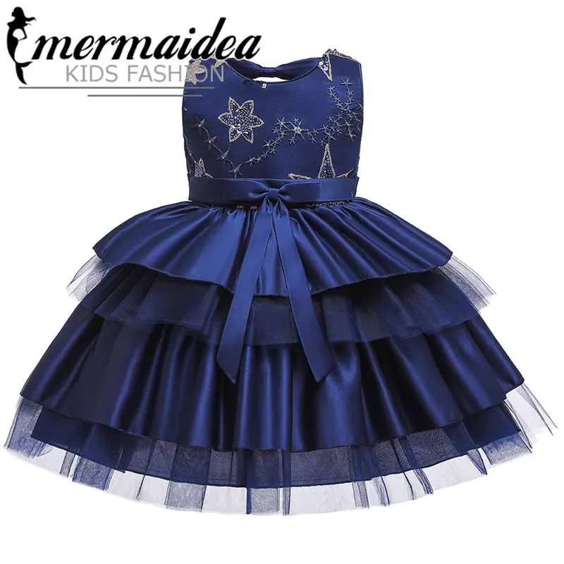 Dark blue Подарок на год, многослойное платье-пачка Детские платья для девочек, одежда для девочек Vestidos, вечерние платья, свадебное платье костюм принцессы, подарок - Цвет: Dark blue
