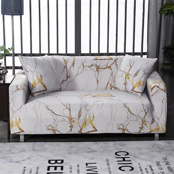 

Marble Printed Sofa Cover Spandex Slipcover Stretchable Elastic Floral Pattern Couch Covers All-inclusive Sofas Protector 28