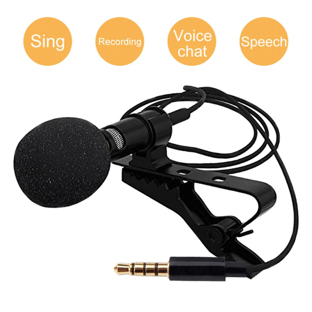 Mini micrófono de Metal portátil de 3,5mm pinza de condensador-on Lapel Lavalier Mic cableado Mikrofo/Microfon para teléfono para ordenador portátil Dropship