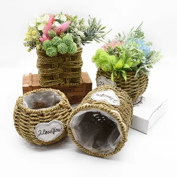 

Wall Hanging Natural Wicker Flower Basket Flower Pot Planter Rattan Vase Basket Home Garden Wall Decoration Storage Container