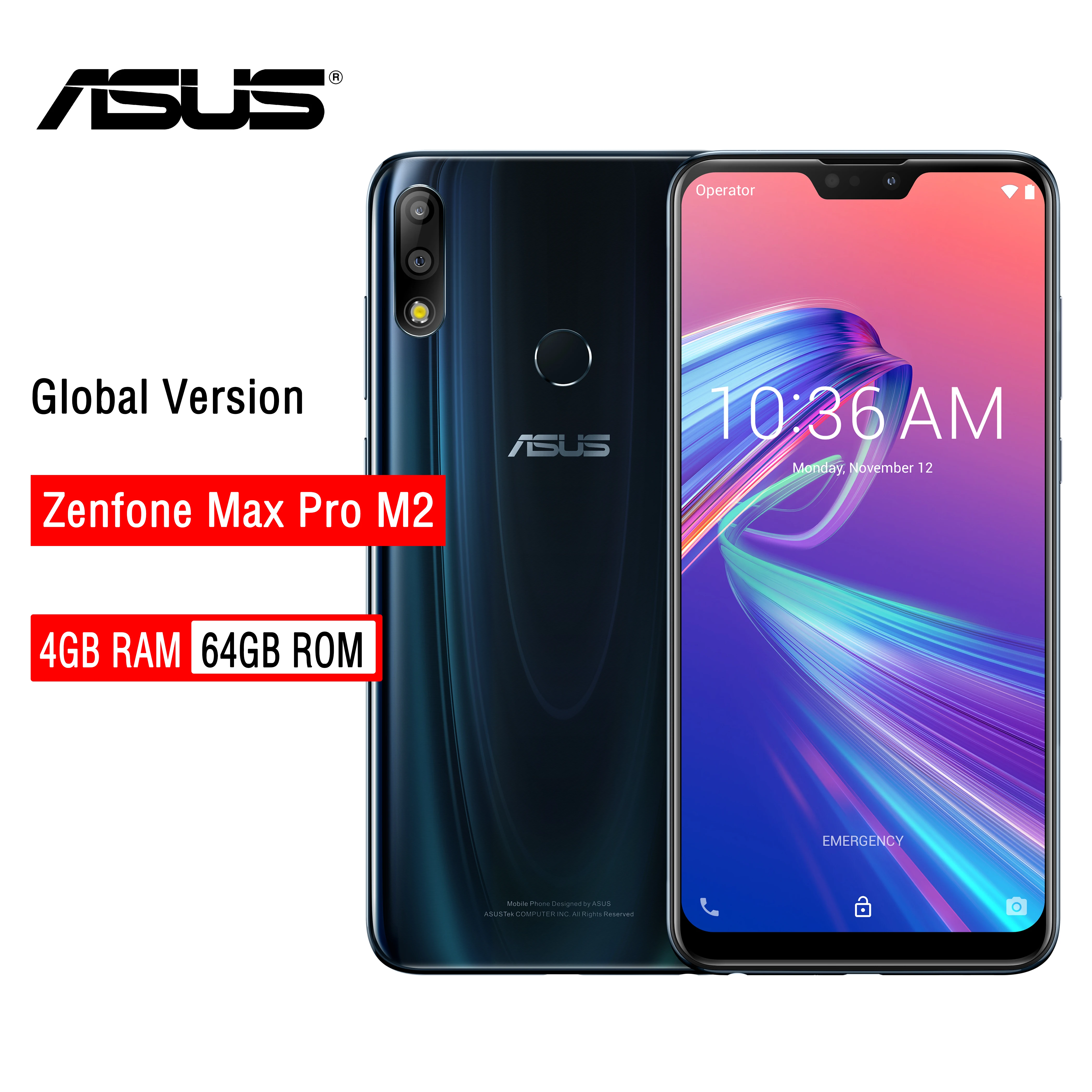 ASUS ZenFone Max Pro M2 ZB631KL 4 Гб ОЗУ 64 ПЗУ NFC 6 3 дюйма 4G LTE Face ID 5000 мАч Android 8 1 смартфон игровой
