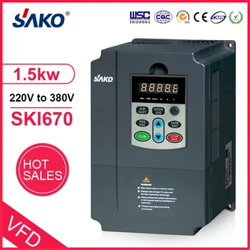 

Sako SKI670 1.5KW Input 220V 1ph to Output 380V 3ph 1.5KW VFD Variable Frequency Inverter High Performance for Motor Speed