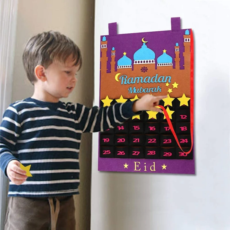 Calendario colgante de Ramadán para niños, calendario de Adviento, Eid Mubarak, regalos Eid, decoraciones Ramadán, 2021