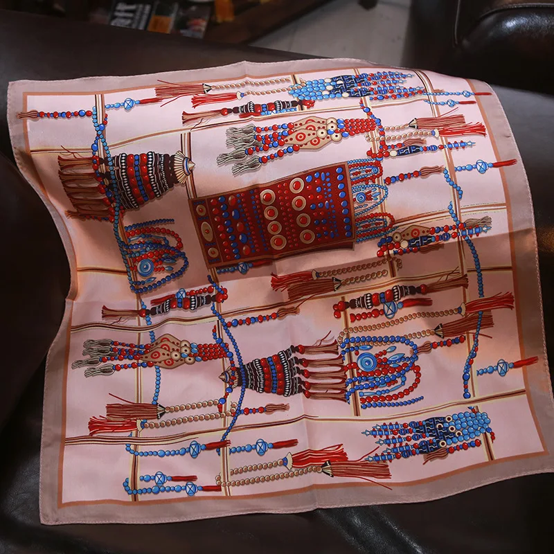 

High quality silk scarf mulberry silk "Tibetan pearl chain" small square scarf small scarf professional scarf