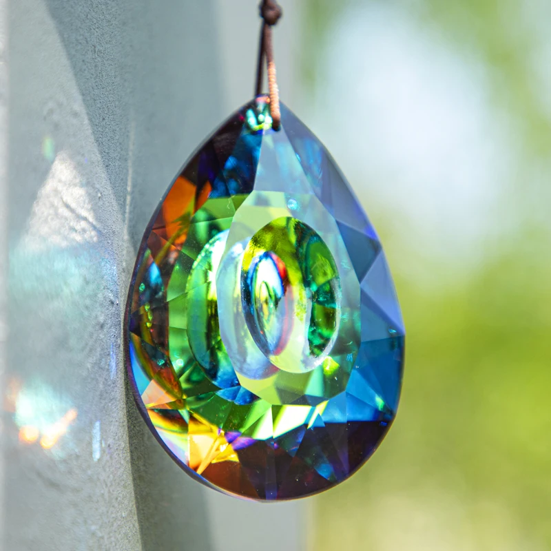 H&D 76mm AB-Color Crystal Prism Suncatcher Window Hanging Decoration Pendant Chandelier Parts Home Wedding Figurine DIY Decor sun catcher crystal pendant sun catchers window ornament
