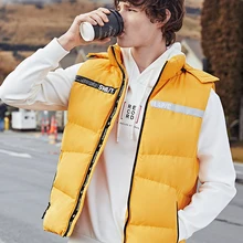 Semir, хлопковый жилет, мужской, Молодежный, хит, цветной, с буквенным принтом, с капюшоном, мужской жилет, теплый, короткий, параграф, тренд, без рукавов, жилет