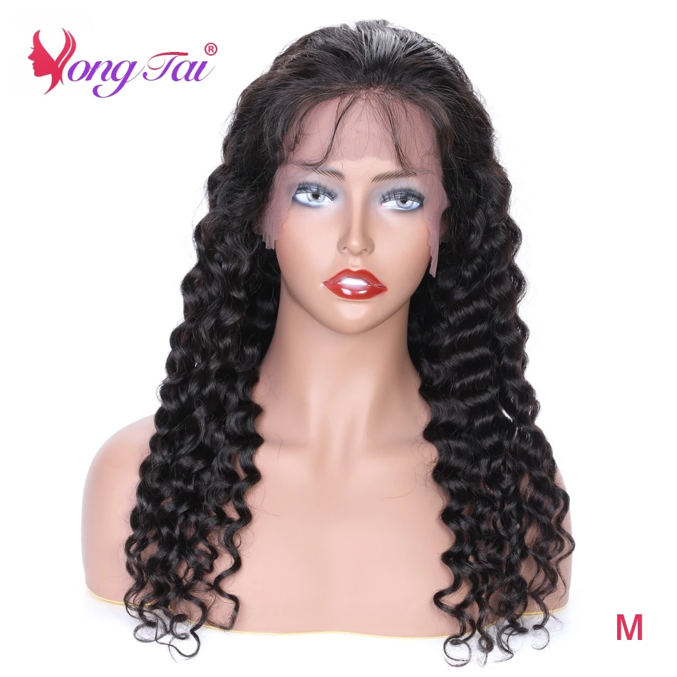 Yuyongtai Deep Wave 13*4 Lace Frontal Human Hair Wigs Pre Plucked With Baby Hair Medium Ratio 10"-26" Remy Brazilian 150Density