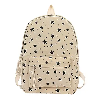 

Women's Canvas Backpack Student Bag Travel Bag Large Capacity Middle School Bag Stars Pattern Travel Bag Bolsas Mochilas Sac