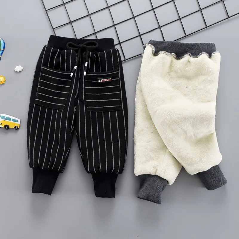 Осенне-зимняя детская одежда для маленьких мальчиков и девочек; плотные теплые бархатные штаны в полоску; хлопковые спортивные штаны для малышей; одежда для детей