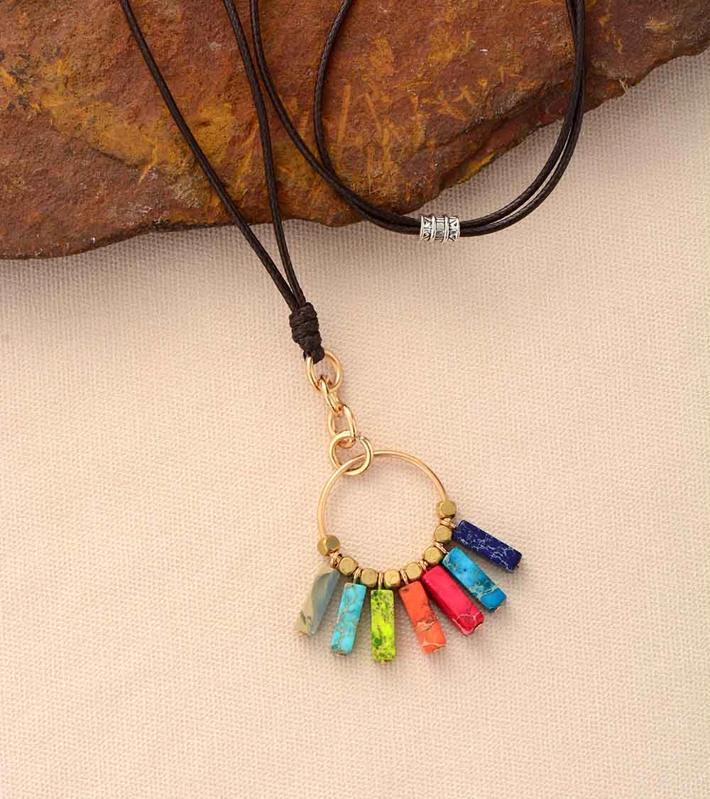 Collares de Chakra 7 colores para de piedra Natural gargantilla de equilibrio de energía, collares de cadena con colgante de de energía| - AliExpress