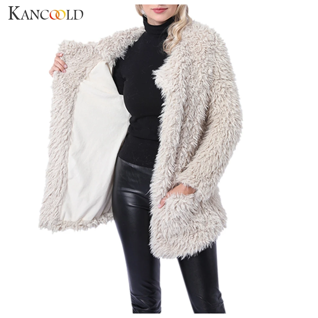 

KANCOOLD Elegant Beige Fluffy Women's Fur Coat Streetwear Autumn and Winter Warm Plush Teddy Jacket Women Large Size Coat Party