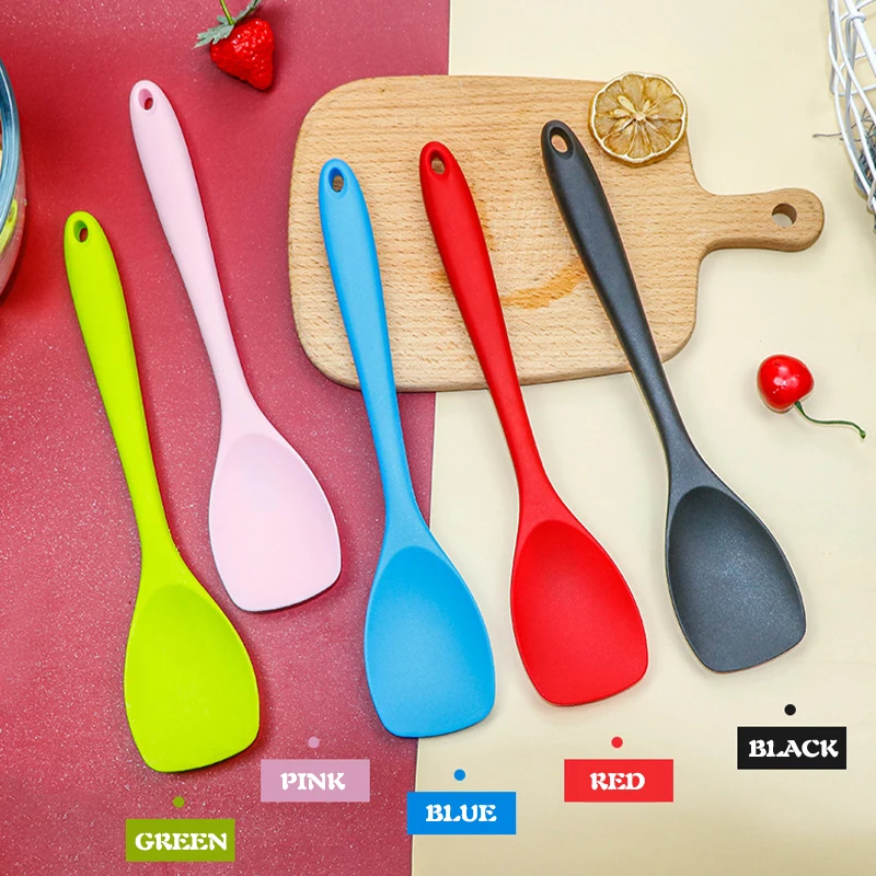 Long Handle Silicone Ladle Soup Spoon Colander Ramen Noodles Tablespoons  Scoop Rice Salad Stirring Spoons Kitchen Teaspoons - AliExpress