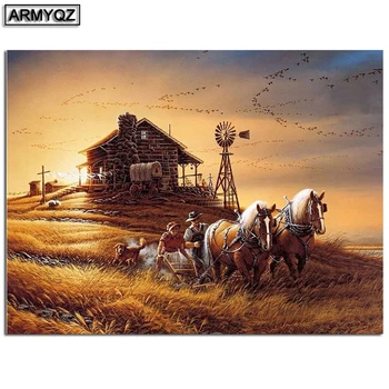 

DIY 5D Diamond Painting Farm Landscape House Full Square Drill Mosaic Diamond Embroidery Cross Stitch Rhinestones Home Decor