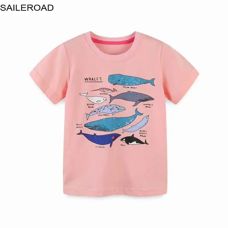 Saileroadピンクtシャツサメ綿100 夏の子供トップス服2 7years男の子服ベビー基本costome Tシャツ Aliexpress