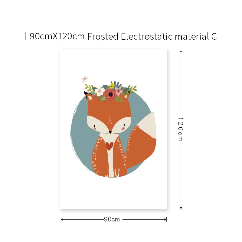Новые стеклянные декоративные пленки мультфильм прекрасный котенок лиса кролик безопасный ПВХ для детской комнаты счастливое детство детский сад стеклянная наклейка - Цвет: C 90x120cm