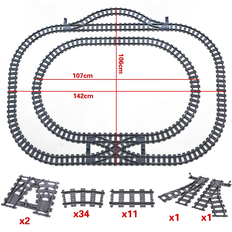 City Trains Flexible Switch Railway Tracks Rails Crossing Forked Straight Curved Building Block Bricks Toys Compatible with 7996 wood blocks for crafts Blocks