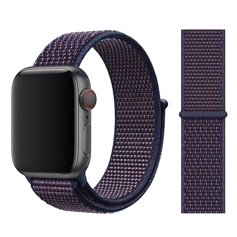 Indigo Нейлоновый ремешок для Apple watch 5 ремешок 44 мм 40 мм iWatch ремешок 42 мм 38 мм спортивный ремешок для часов Браслет Apple watch 4 3 2 1 38 40 44 мм - Цвет ремешка: Indigo