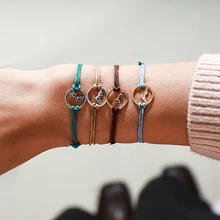 Docona красочные веревки Boho Слоистые браслеты для женщин горный пик Регулируемый Шарм Набор браслетов ювелирные изделия браслеты 6914