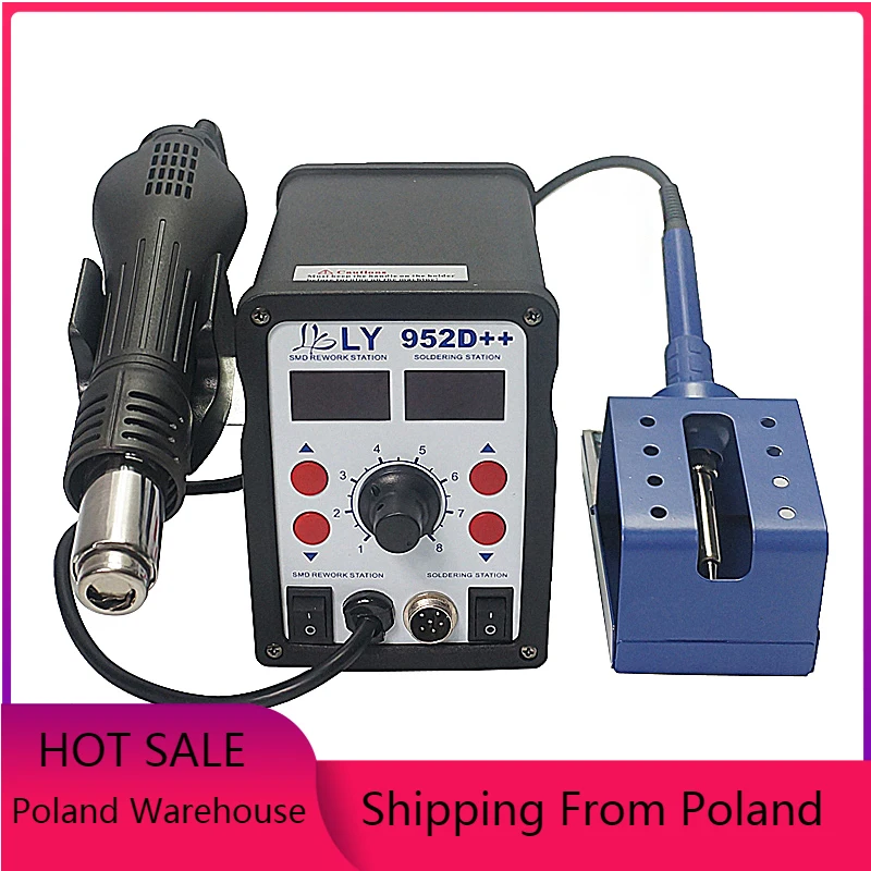 Auto Sleep Function Big Power Smart LY 952D++ Dual Led 2 In 1 Solder Station with Brush Stencil Pen Tweezers Ball | Инструменты