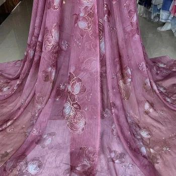 

Cosplay Dress Bronzing Chiffon Fabric floral fabric bronzed costume material DIY stage cosplay Dress 1Meter